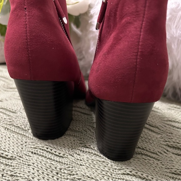 Style & Co. Russet Red Suede Ankle Booties with Side Zipper - Picture 7 of 8